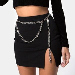 BNWT MOTEL CHAIN BELT SKIRT IN BLACK XS